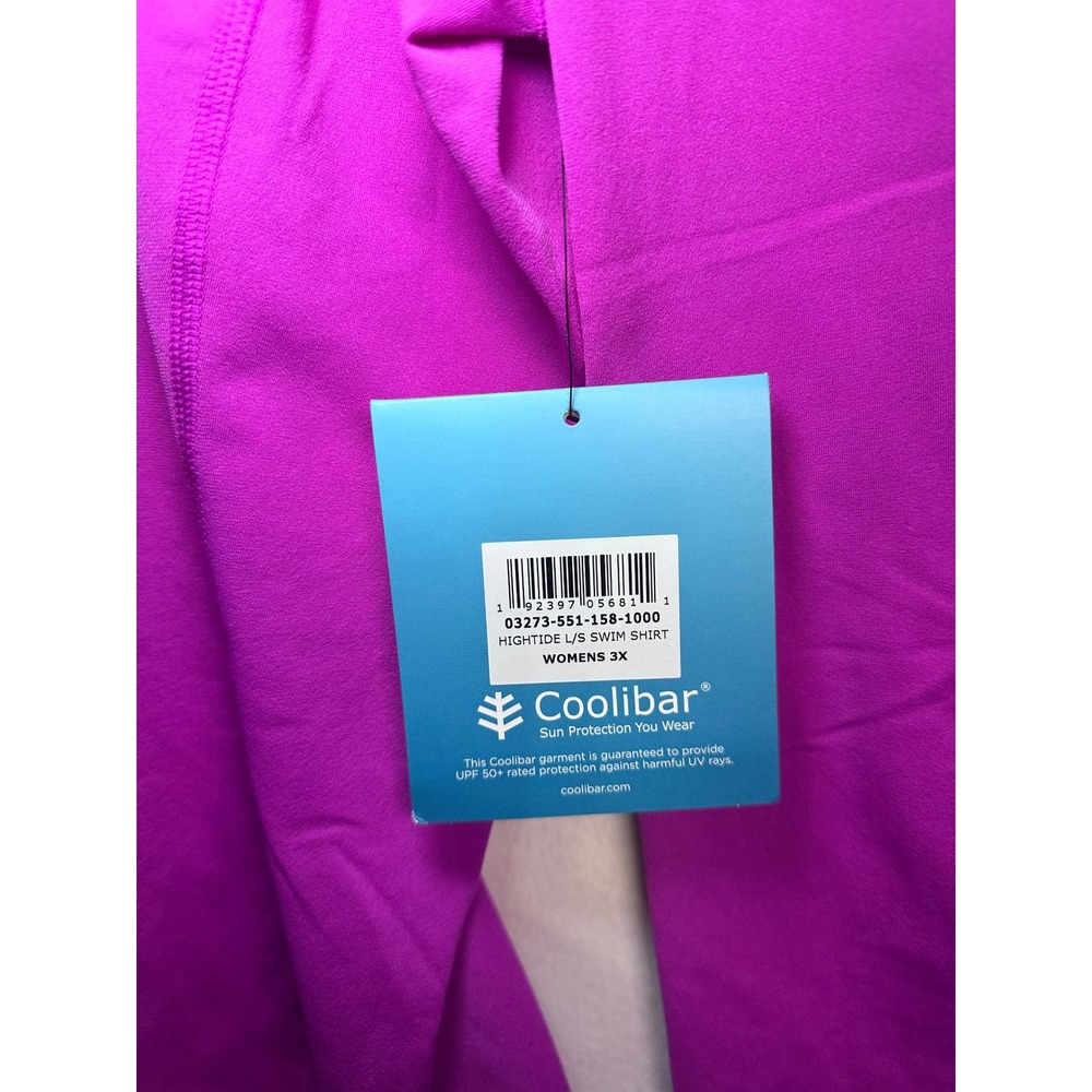 Coolibar Womens 3X Purple Hightide Long Sleeve UPF 50 Swim Shirt Sun Protection - Picture 5 of 11